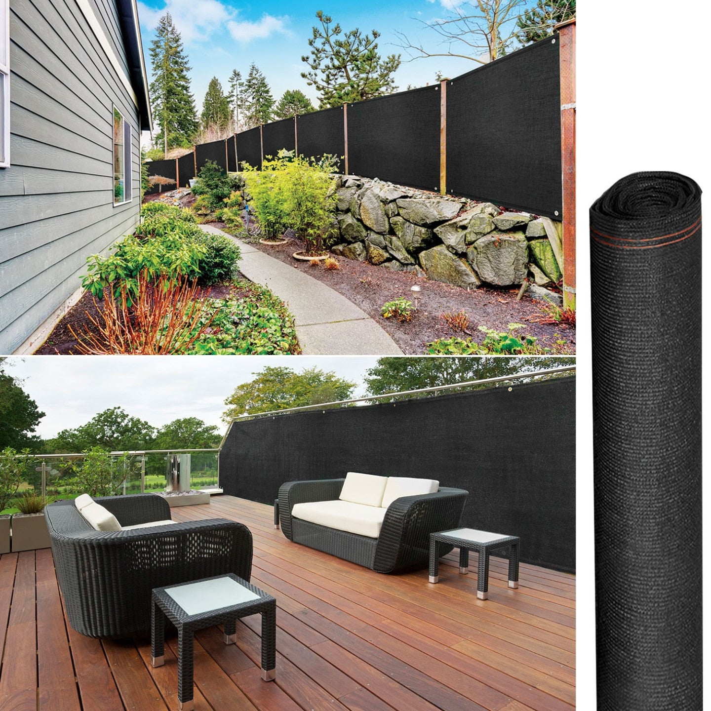 Brise vue renforcé 1,5 x 10 M noir 220 gr/m² luxe PRO - 5