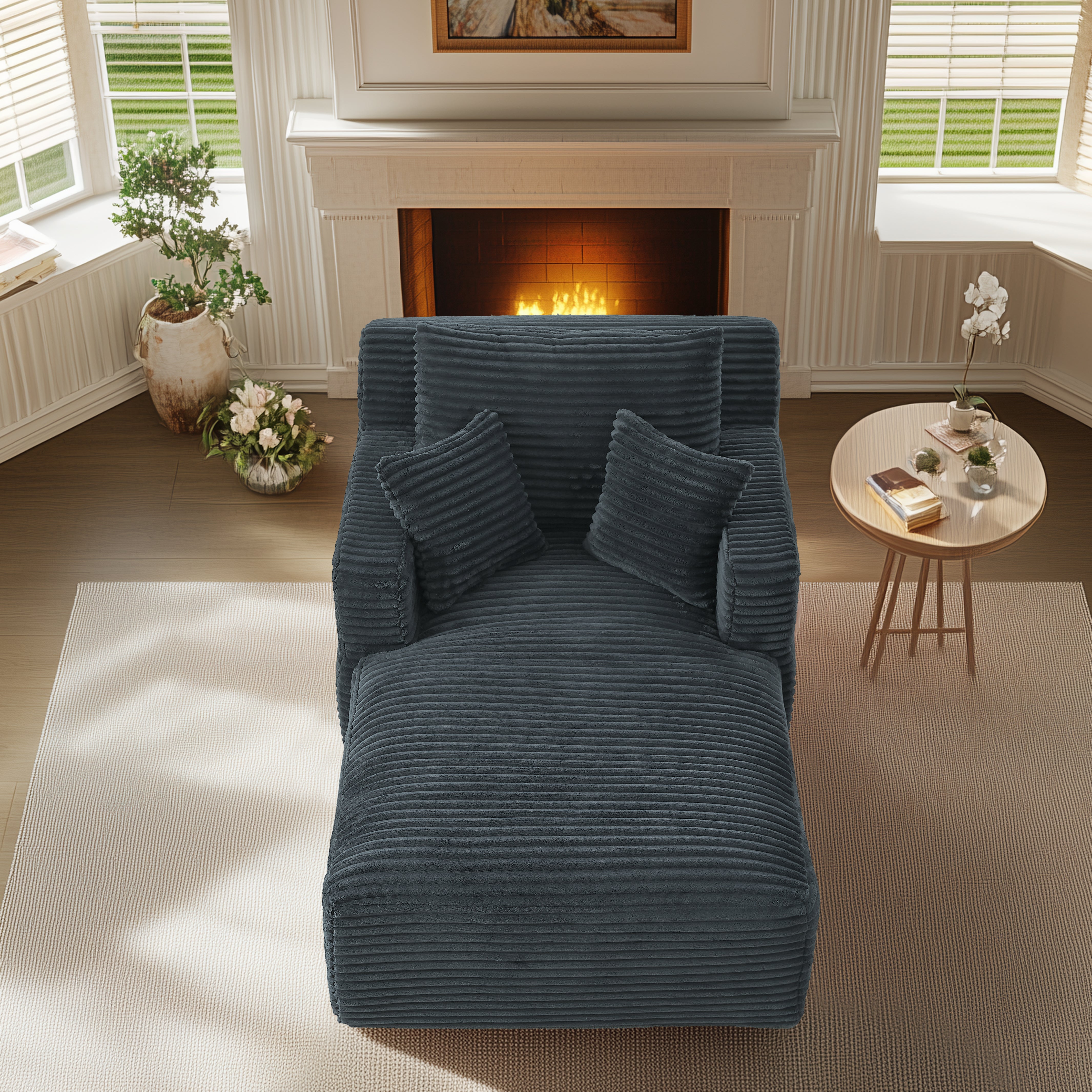 Canapé lit 3 en 1 méridienne et inclinable, velours côtelé confortable - Prêt à l'emploi, idéal petit espace - Couleur - Gris - 6