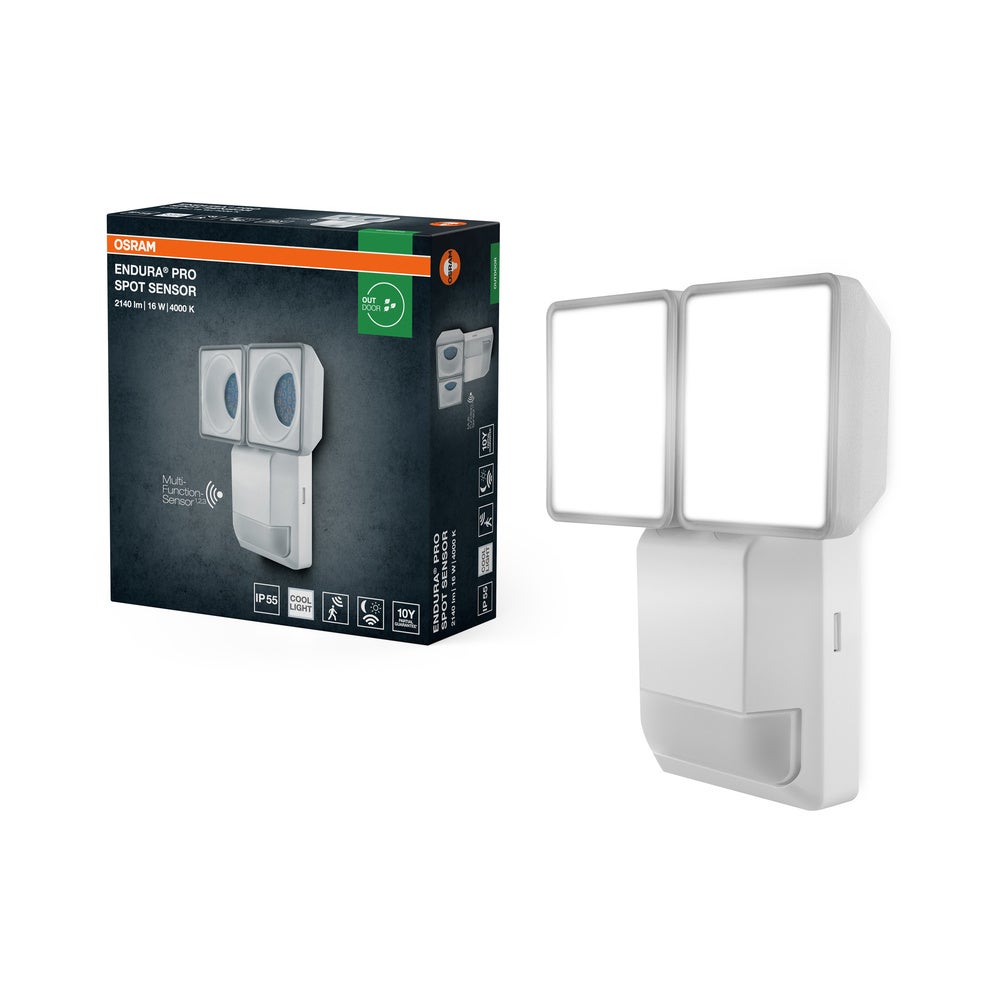 Naświetlacz LED Osram Reflektor Zewnętrzny Lampa LED z Czujnikiem Ruchu i Zmierzchu 16W 1500lm 4000K Neutralna biel Biały IP55 Endura 1 szt.