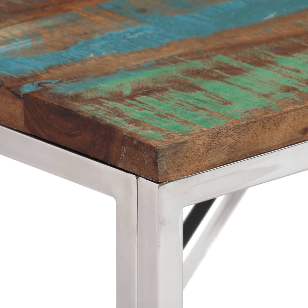 Table console argenté acier inoxydable/bois massif récupération - 4