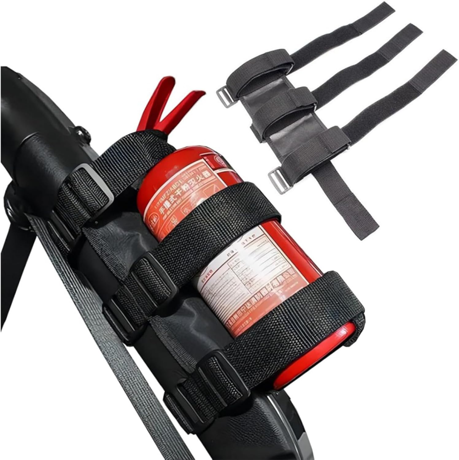 Barra di sicurezza per estintore (nera) - Supporto per bagagliaio auto - Cinghia di supporto regolabile per estintore auto - Accessorio pratico - Ac - 2