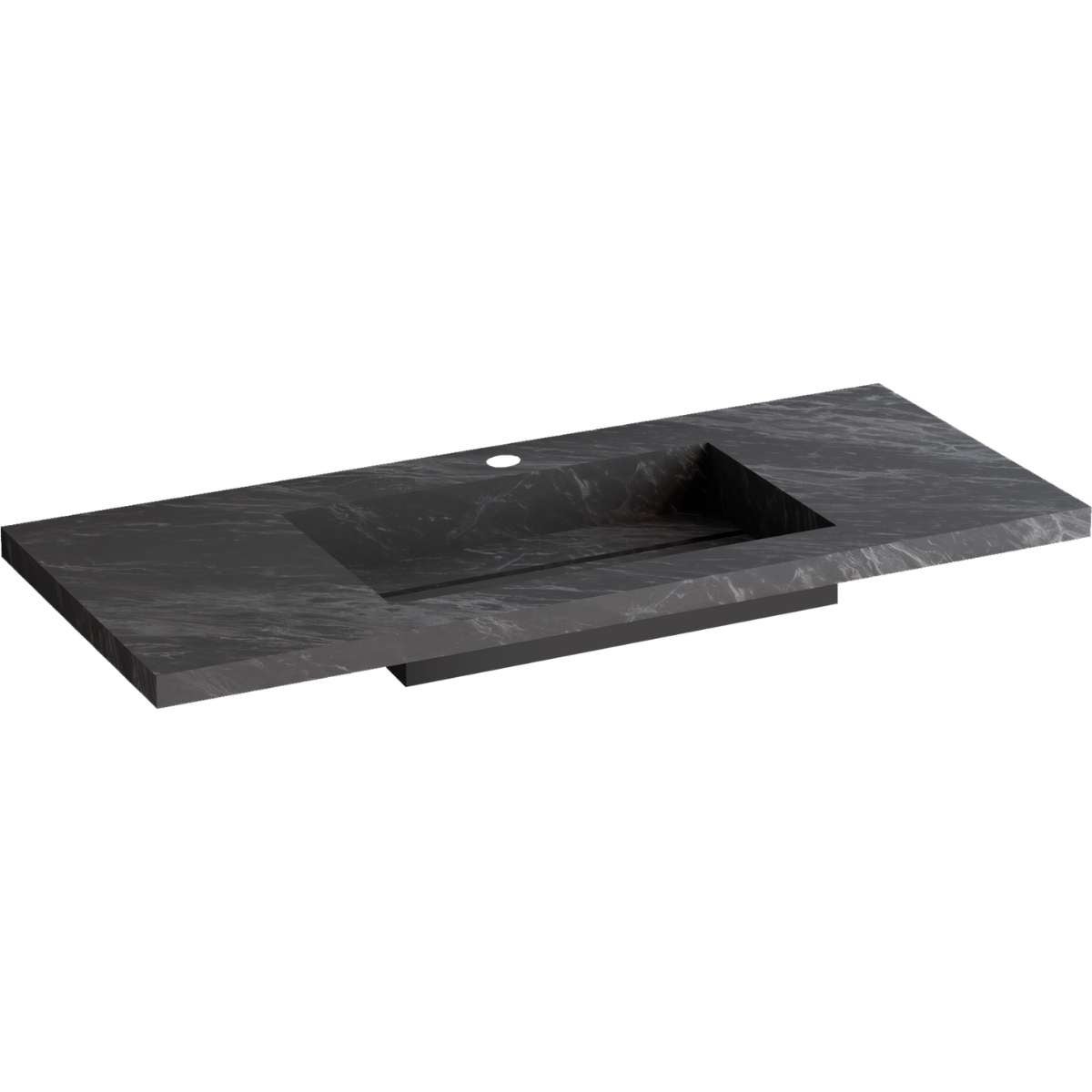 Meuble salle de bain ANCONA 100cm – Plan vasque grès cérame, 2 tiroirs, finition Finition Chêne Naturel, H 54cm x P 45cm - 5