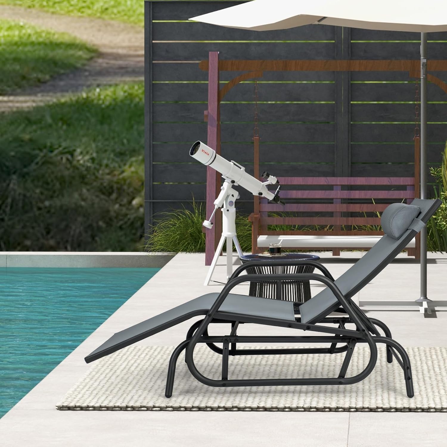 Sedia a Sdraio a Dondolo, Lettino con Cuscino Rimovibili e