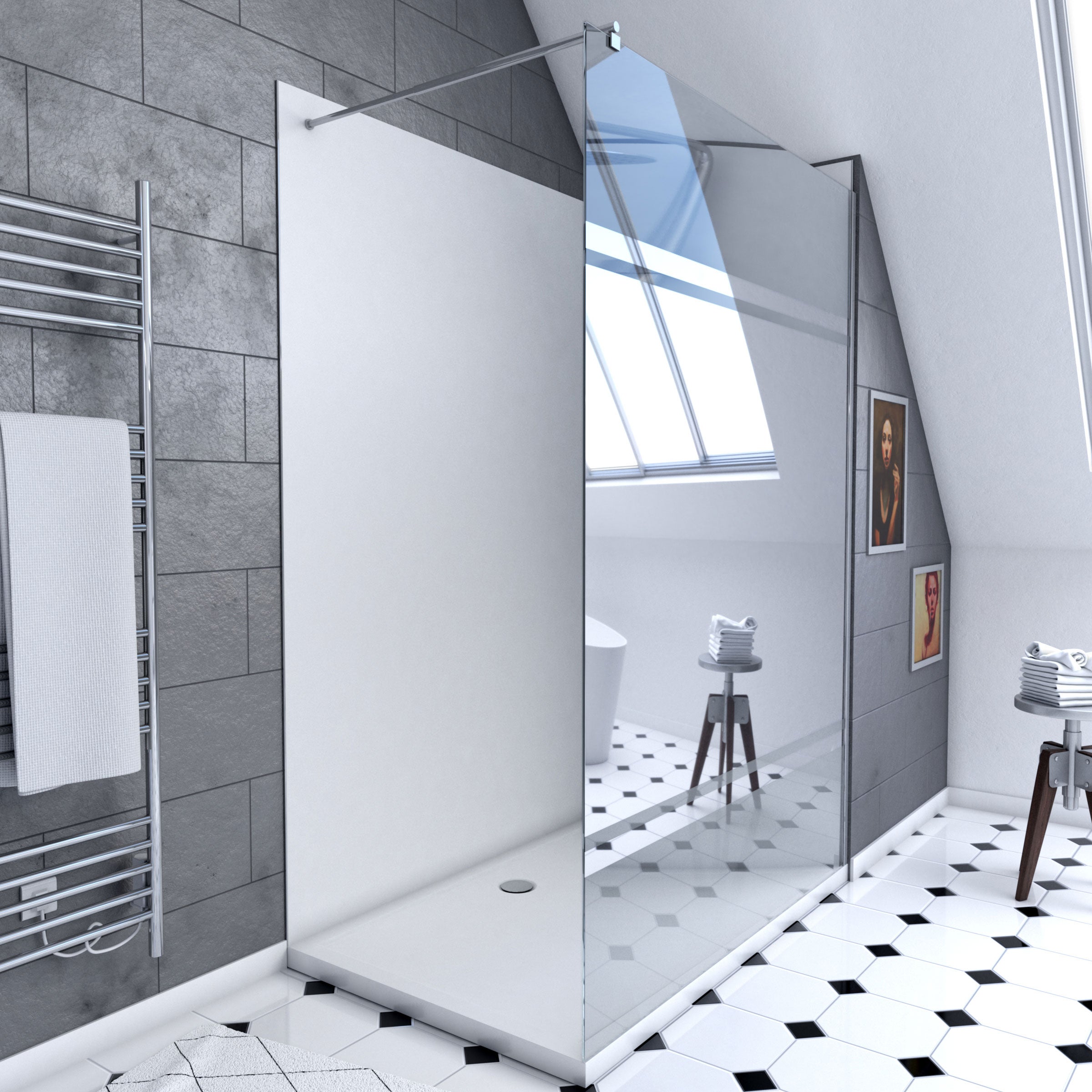 Panneau Mural Douche Miroir Aluminium Personnalisable - Design Graffiti - 3mm - Neuf