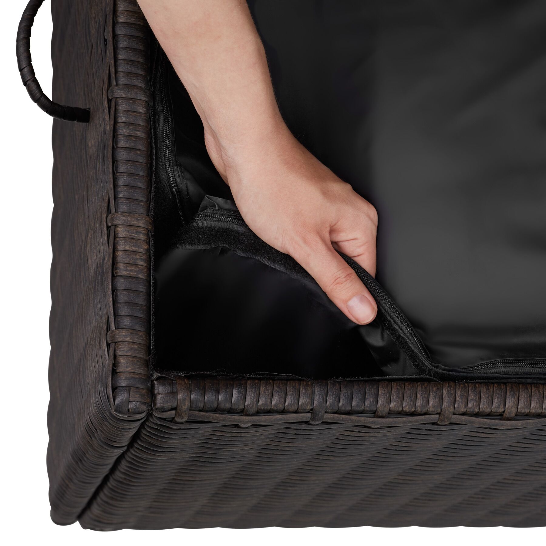 Tectake Coffre de jardin KIRUNA en rotin synthétique 120x55x61,5cm 270 L - marron - 8