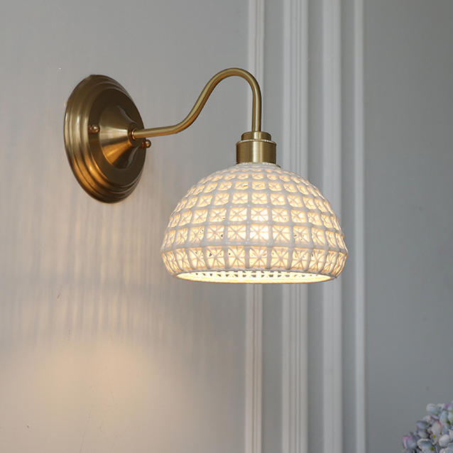 Applique murale, lampe de chevet vintage, appliques murales en laiton avec abat-jour en verre, applique d'intérieur (sans ampoule) - 2