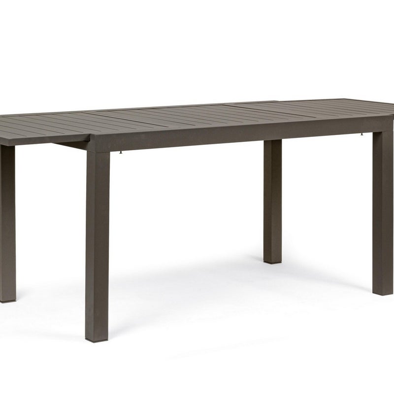 Rozkładany stół aluminiowy z listwami "Hilde" 160-240X90, brązowy, do wewnątrz i na zewnątrz