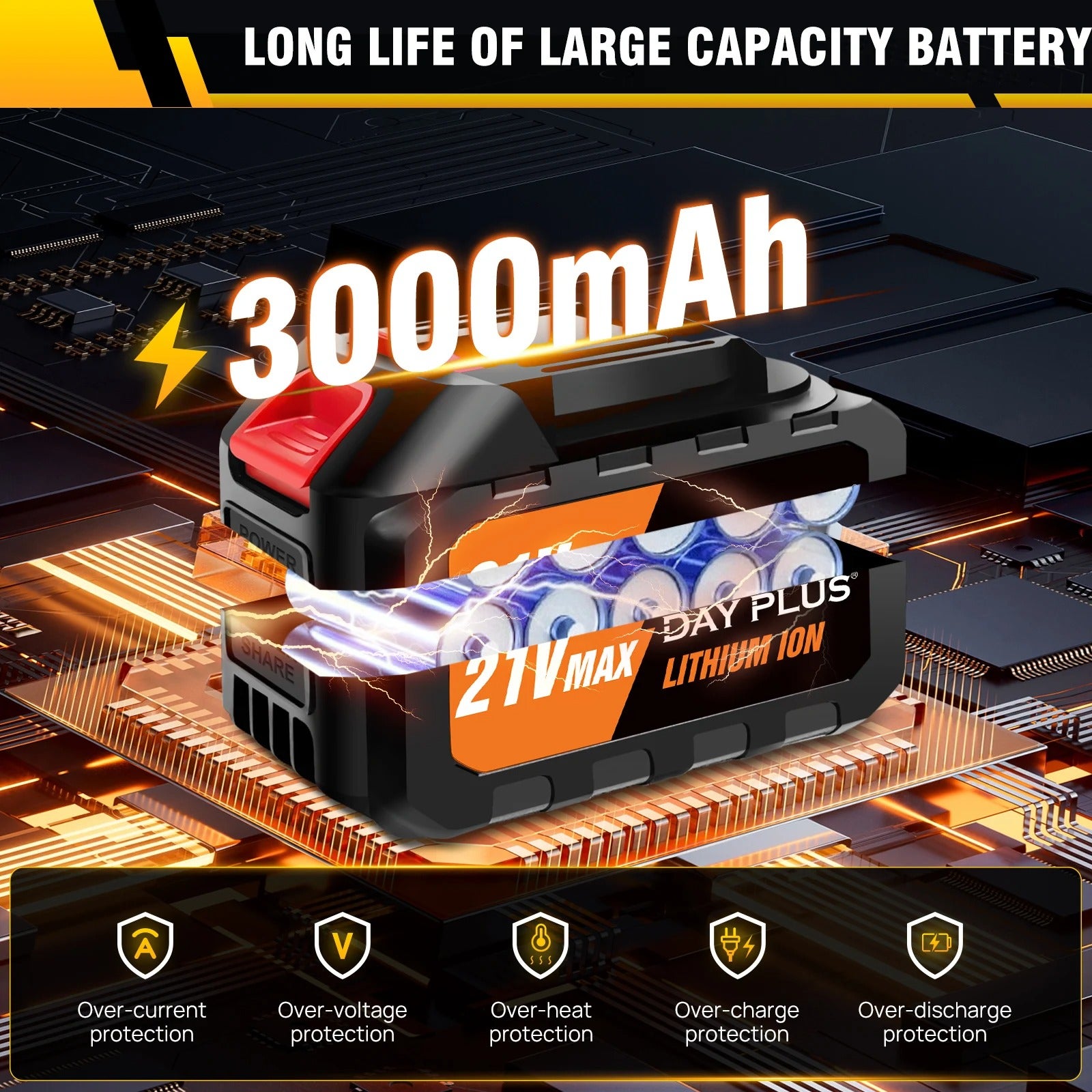 Laveur Haute Pression Sans Fil 45 Bars/652 PSI - 6 EN 1 21V 3.0Ah - Buse Multifonction & Tuyau 5m - Pour Voiture, Jardin & Maison - 8