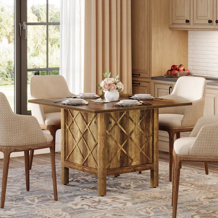 Tribesigns Kwadratowy drewniany stół jadalny dla 4 osób z solidną ramą i grubym blatem do salonu, kuchni i jadalni