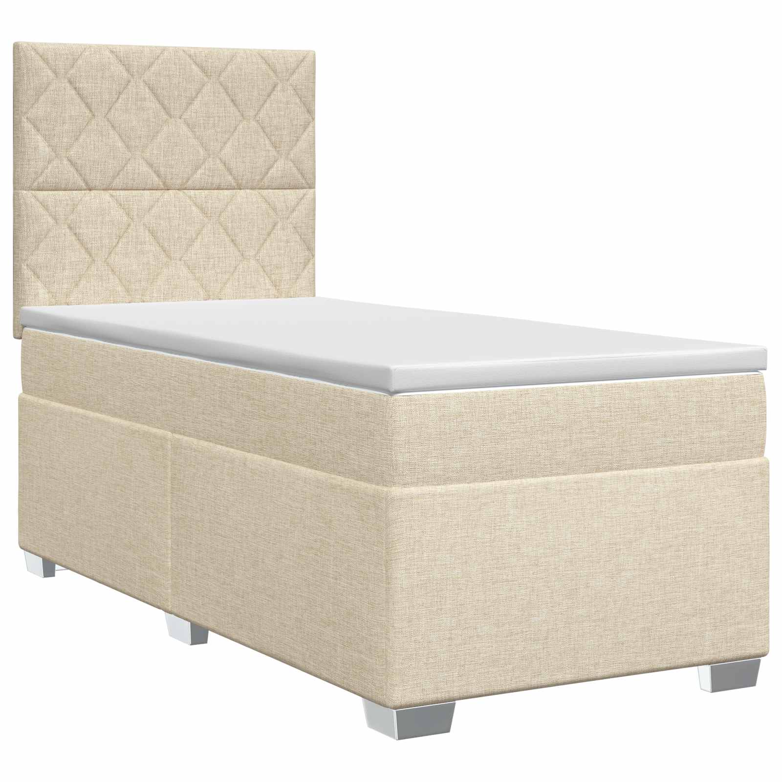 Cama box spring con colchón Crema 100 x 200 cm Tela | Leroy Merlin