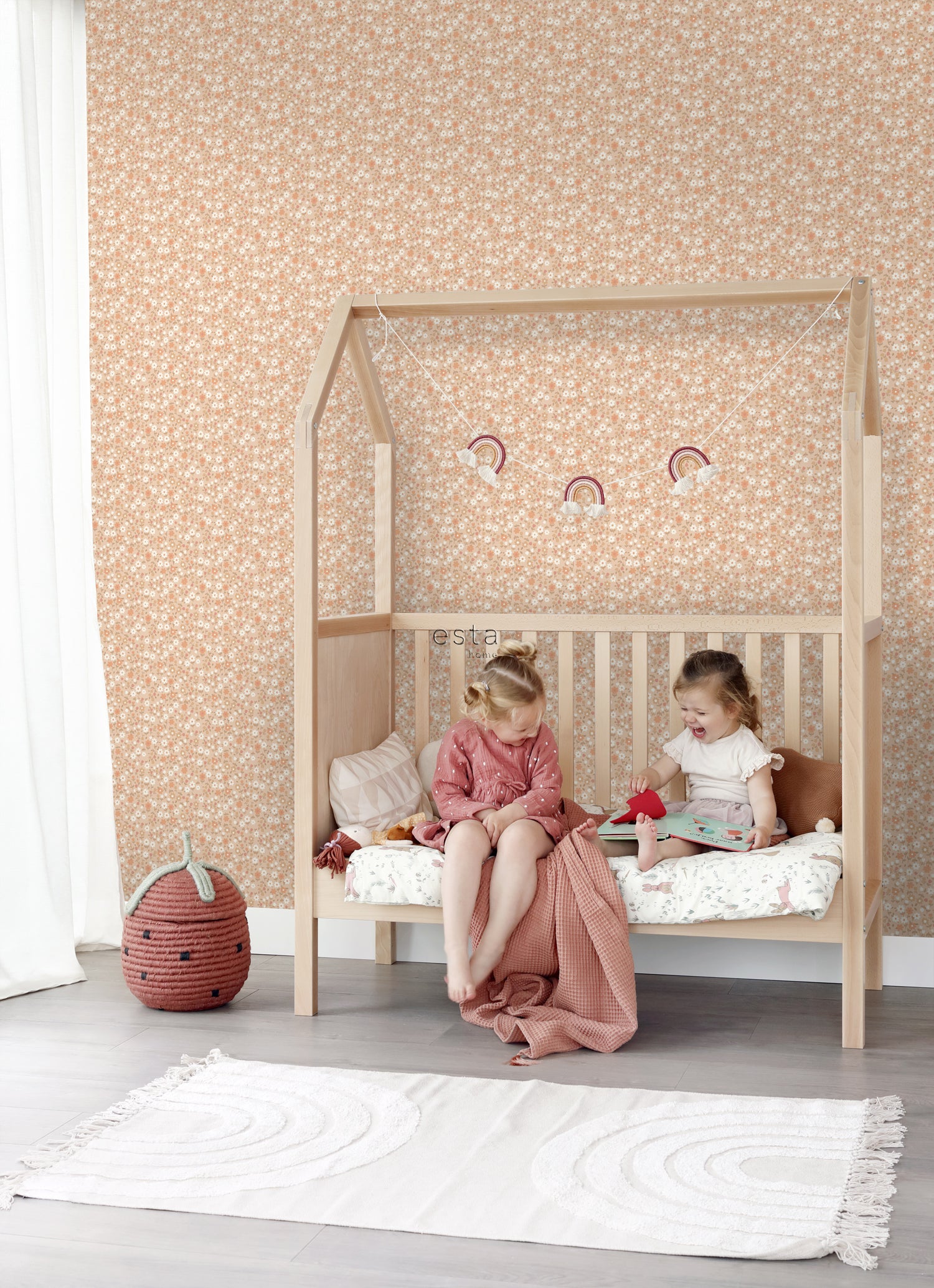 Papier peint fleurs terracotta claire - 53 cm x 10.05 m - ESTAhome - 5