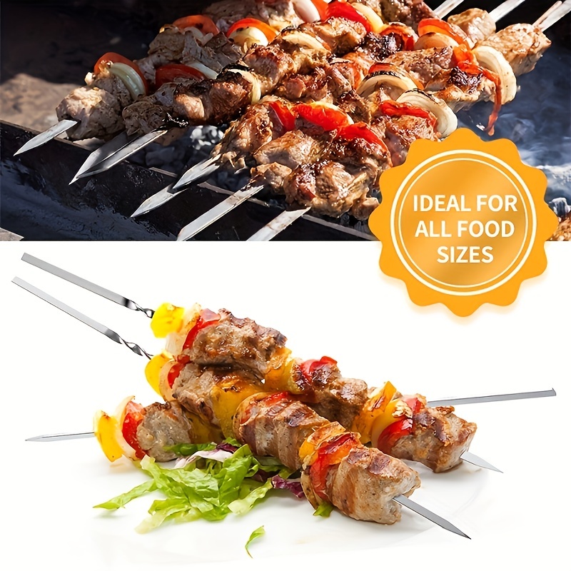 50 Spiedini Acciaio Inox Per Barbecue 15 Cm - Riutilizzabili, Anti Ruggine, Con Punta Affilata E Occhiello, Perfetti Per Carne, Verdure, Spiedoni