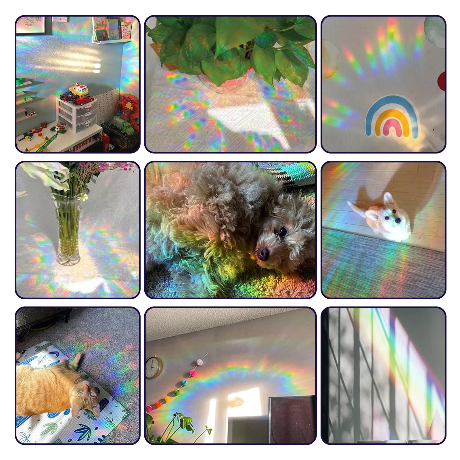 39 pièces suncatcher sticker, stickers fenêtre prisme, film arc-en-ciel, stickers anti-collision oiseaux, autocollants portes & fenêtres - 7