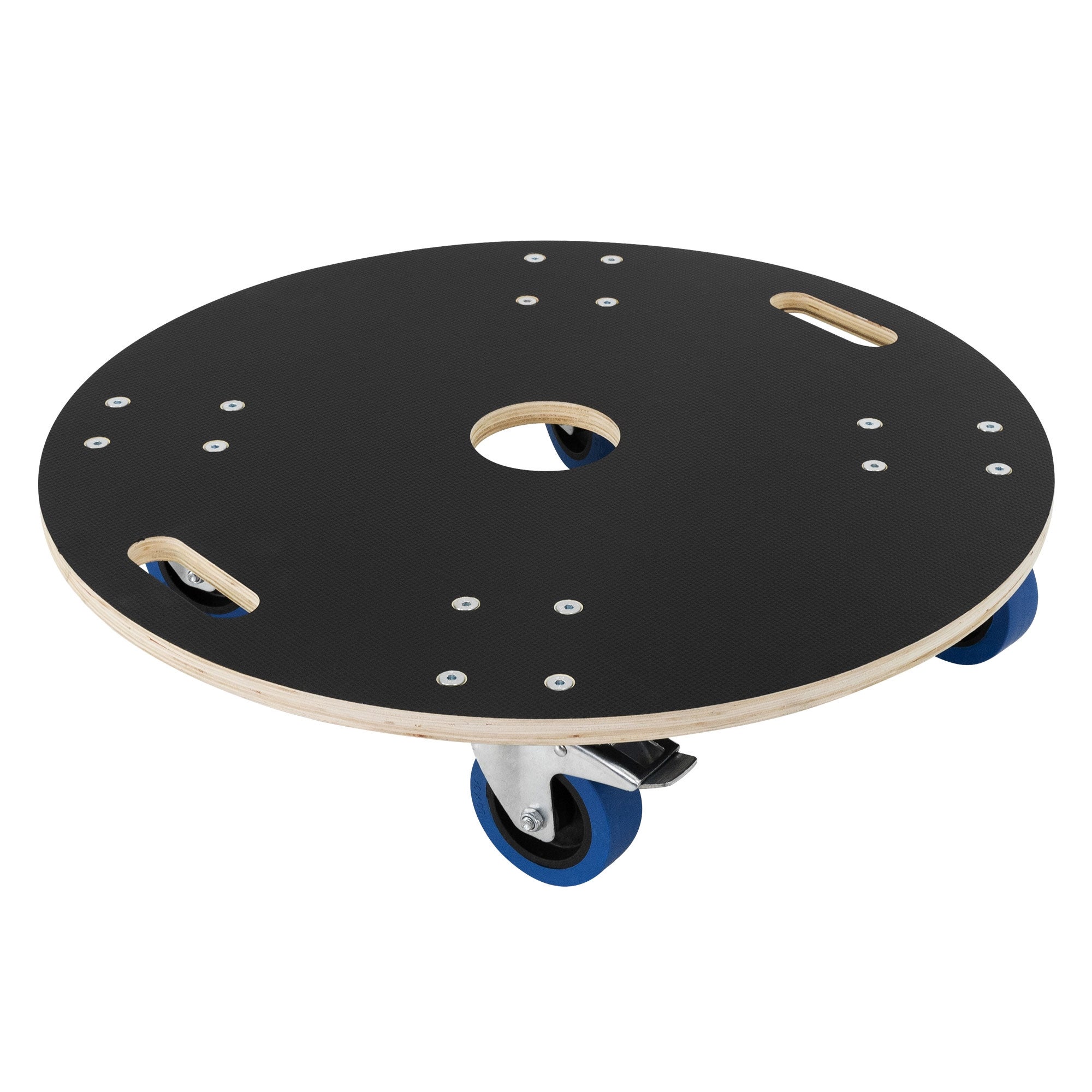 ECD Germany Okragly wózek transportowy Ø67x14,5 cm z plyta sitodrukowa i 2 kólkami z hamulcem, nosnosc 800 kg