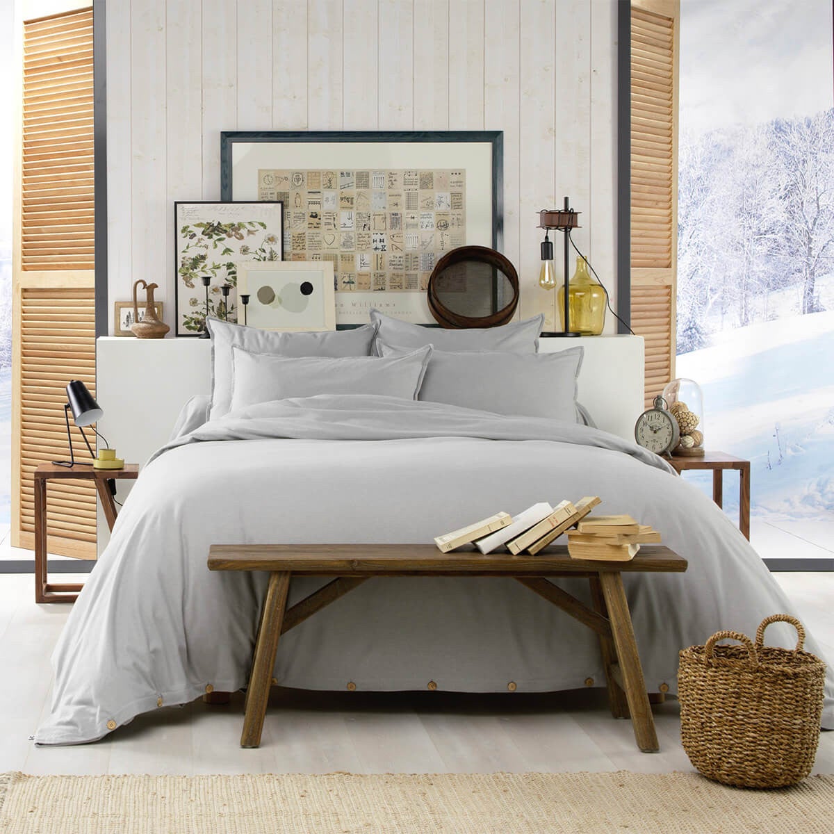 HEDDA - Housse de Couette 200x200cm Flanelle de Coton Coloris Brume - 2