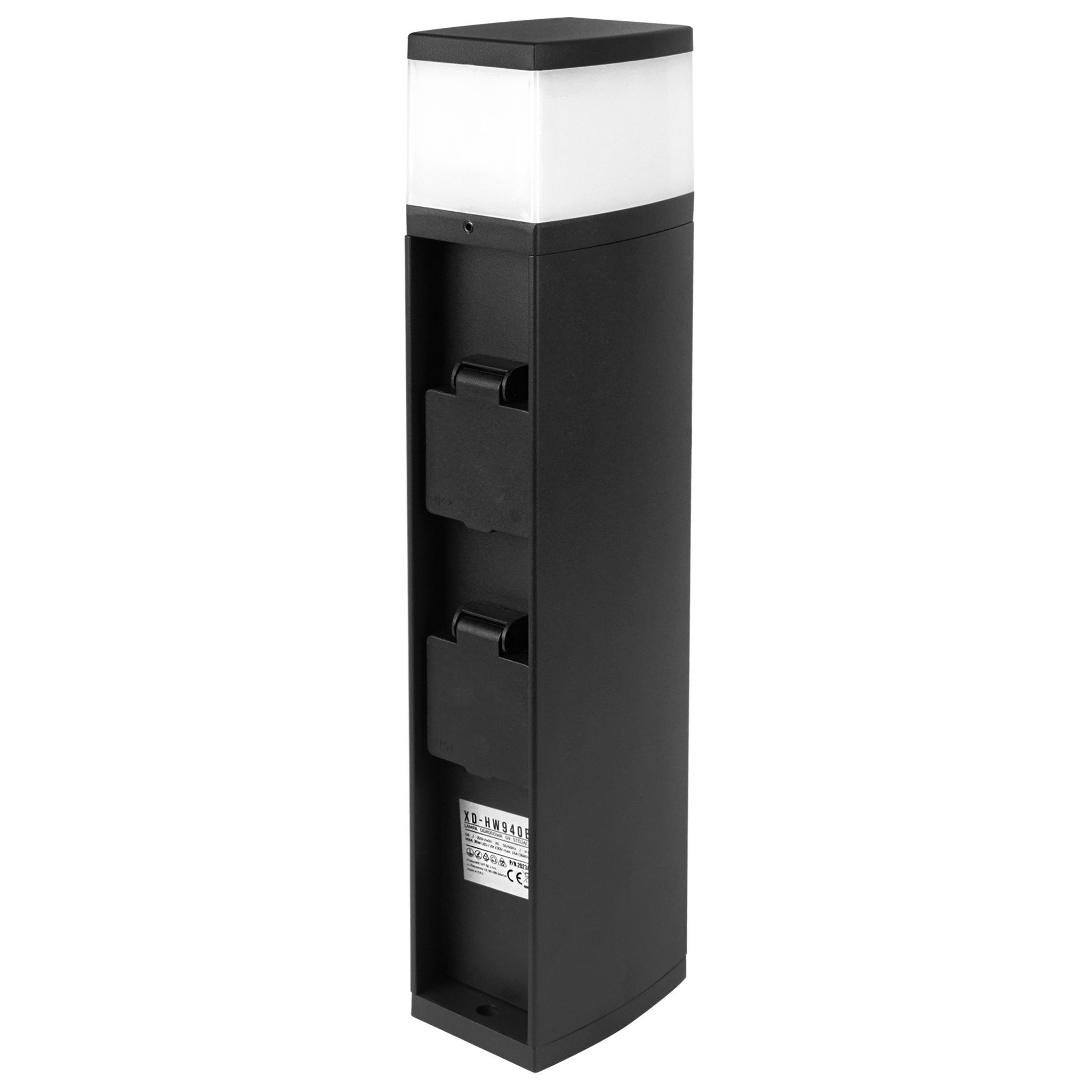 Lampa ogrodowa G9 LED 40cm IP44 z gniazdami Schuko stojąca na zewnątrz czarna MasterLED