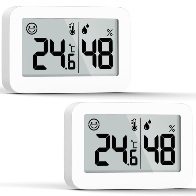 Lot de 2 mini hygromètres et thermomètres d'intérieur avec thermomètre numérique Celsius (℃) pour serre, cave, chambre de bébé, sous-sol