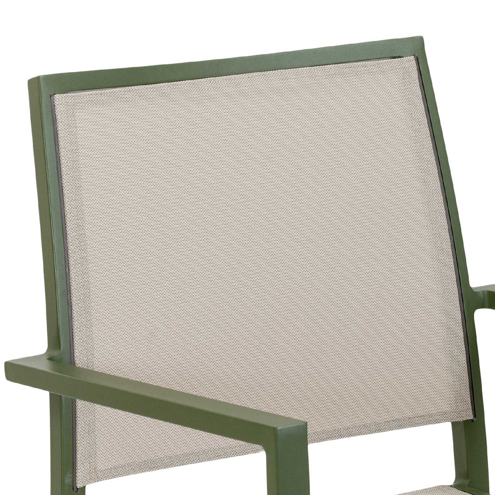 Fauteuil empilable à accoudoir - Kaki - 58x55x85 cm - Aluminium/Métal - 2