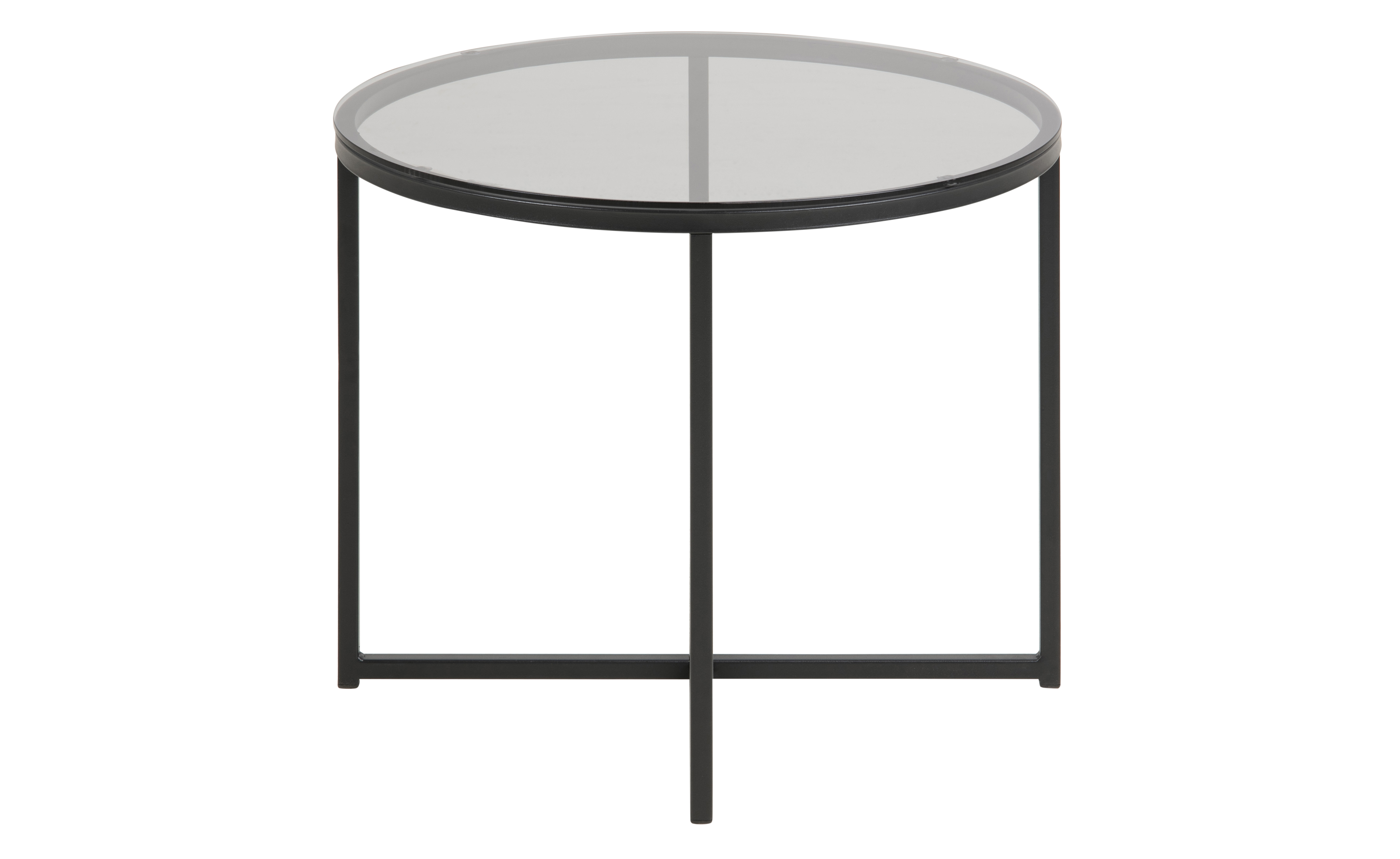 Cape Table basse d'angle, Ø 55 cm, Verre fumé et métal noir mat ...