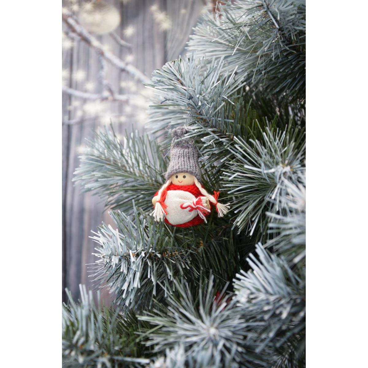 Laleczka dekoracyjna z workiem czerwona Girl 7,5 cm - 5