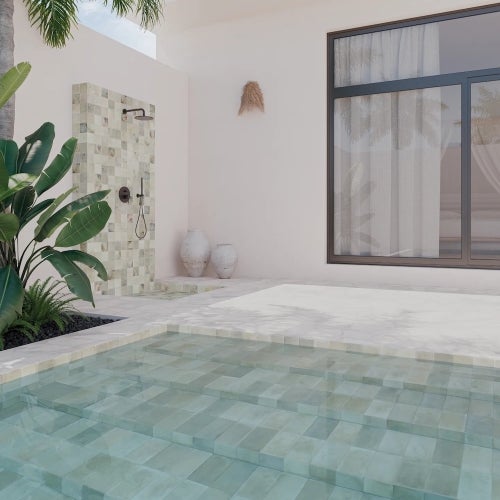 Carrelage Piscine Effet Pierre Blanc AQUA Sand 11x22 cm - Les Carreaux de Jean