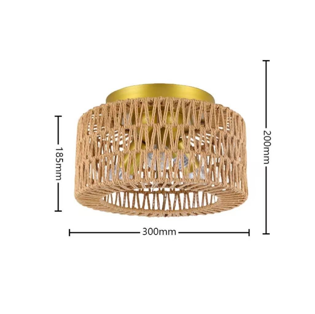 Lampadario moderno in rattan, portalampada E27, faretto da incasso a soffitto, adatto per sala da pranzo e soggiorno (lampadina non inclusa). - 4