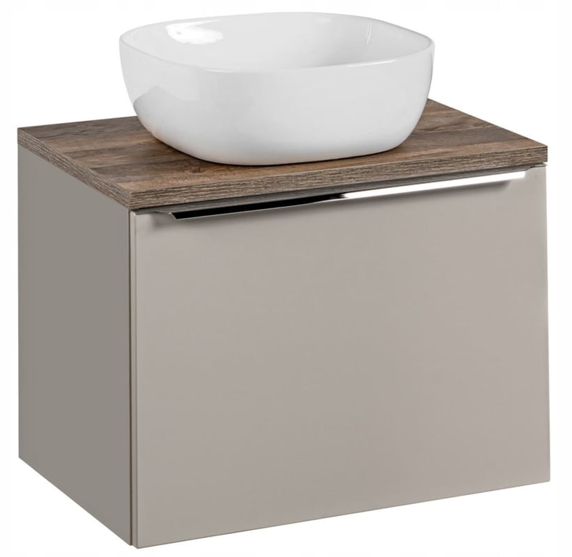 Szafka łazienkowa SANTA FE 60 cm taupe z blatem dąb Santa Fe i umywalką
