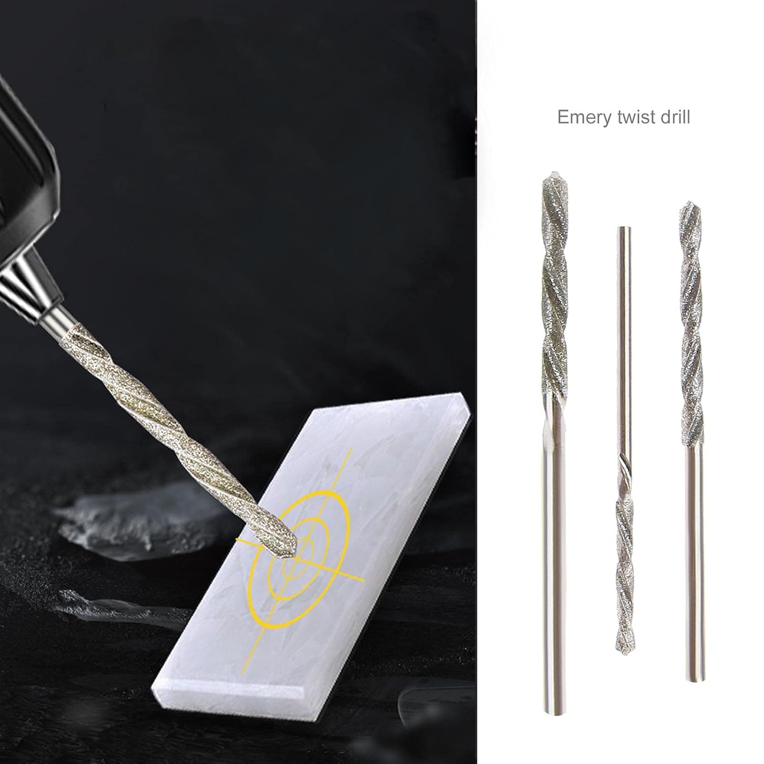 8pcs Diamant Foret Hélicoïdal 0.8/1.0/1.2/1.5/1.8/2.0/2.5/3.0mm pour Jade Verre Perle Coquillages Adaptés pour Banc Perceuse Moulin Suspendu - 2