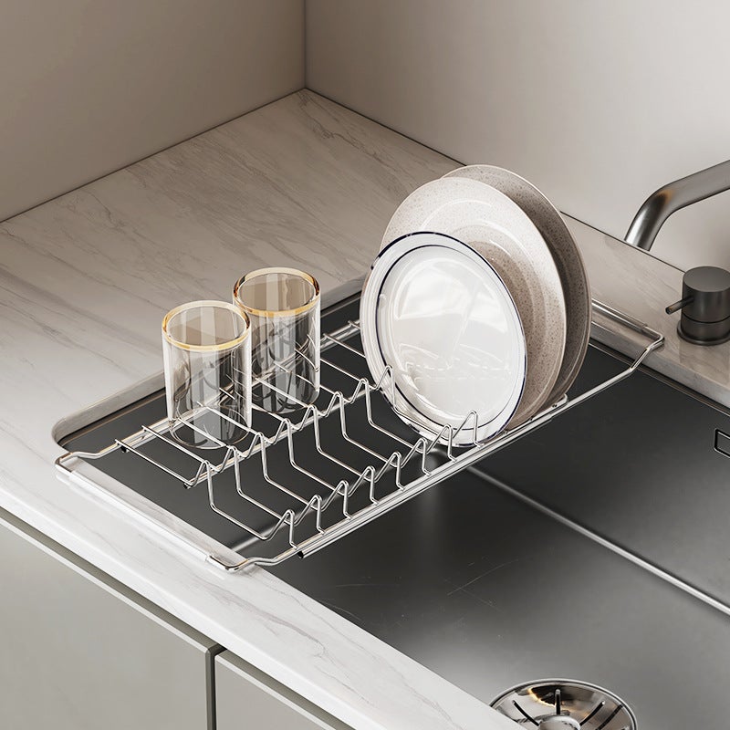 Rozszerzalny ociekacz ze stali nierdzewnej na blat, ociekacz do zlewu, 1 sztuka, srebrny