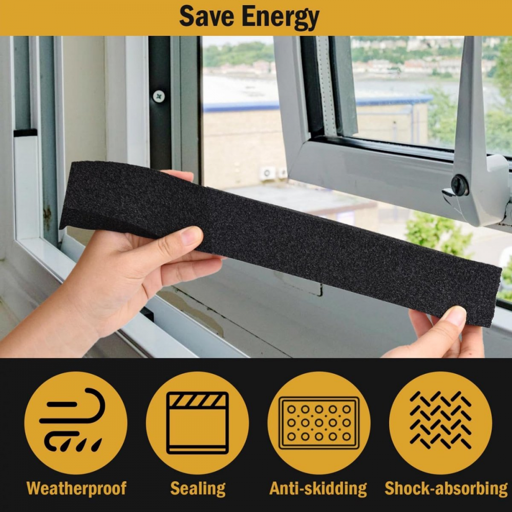 rollos de cinta adhesiva impermeable para puertas y ventanas - Cinta de espuma de alta densidad - 10 mm (ancho) x 6 mm (grosor) - 5 m de largo - 6