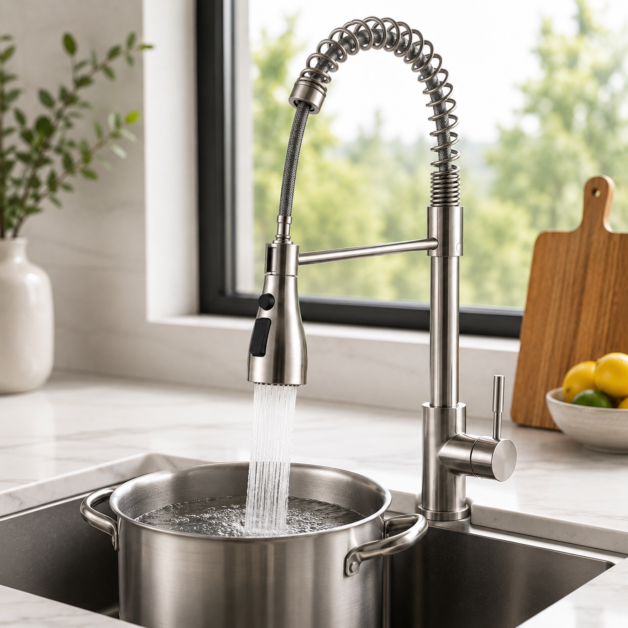 Miscelatore cucina estraibile con molla girevole 360° in acciaio inox ...