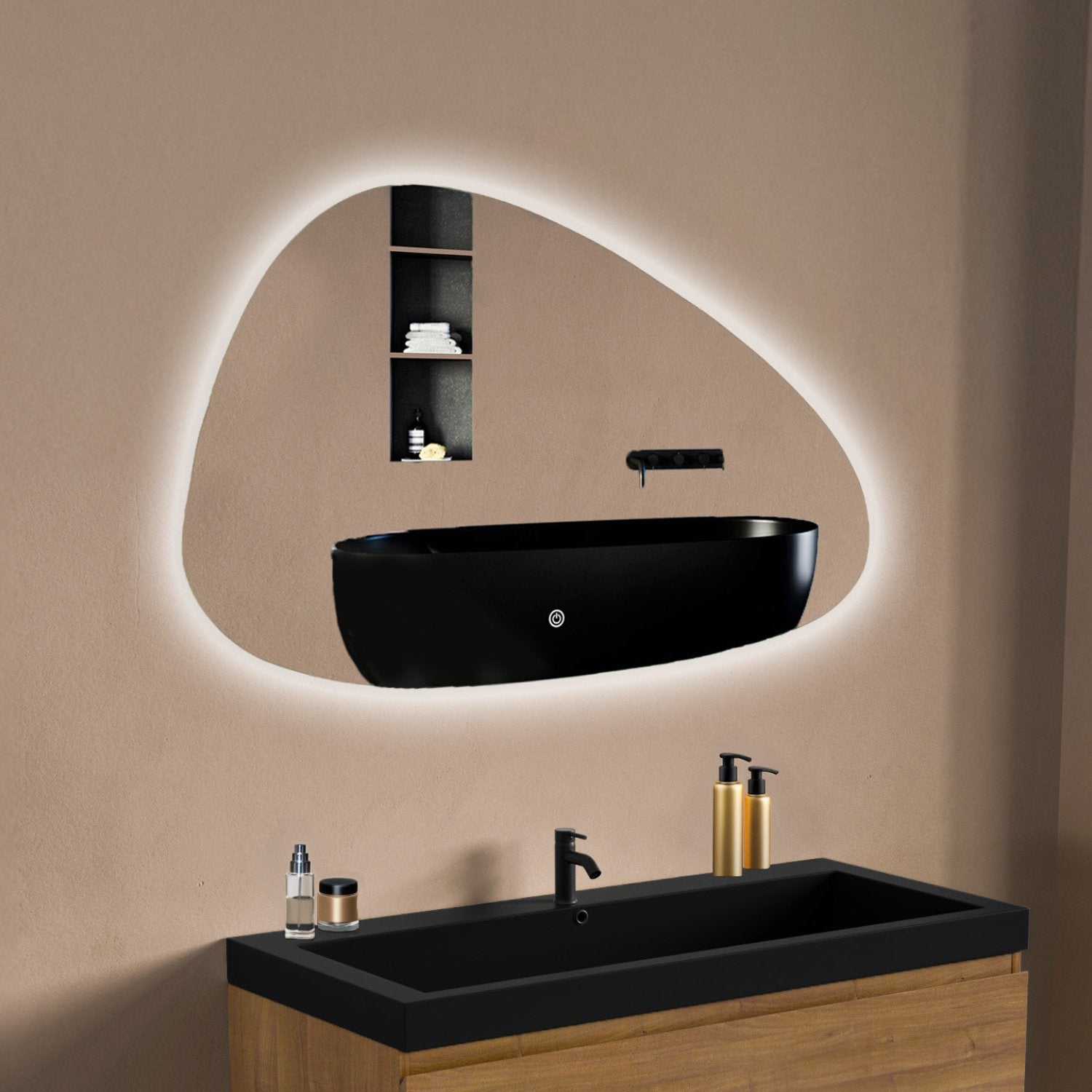 Specchio da Bagno con Illuminazione a Led 100 x 62,5 cm Asimmetrico, Anti-appannamento, 3 Temperature Colore, Dimmerabile - LOMAZOO Valencia - 4