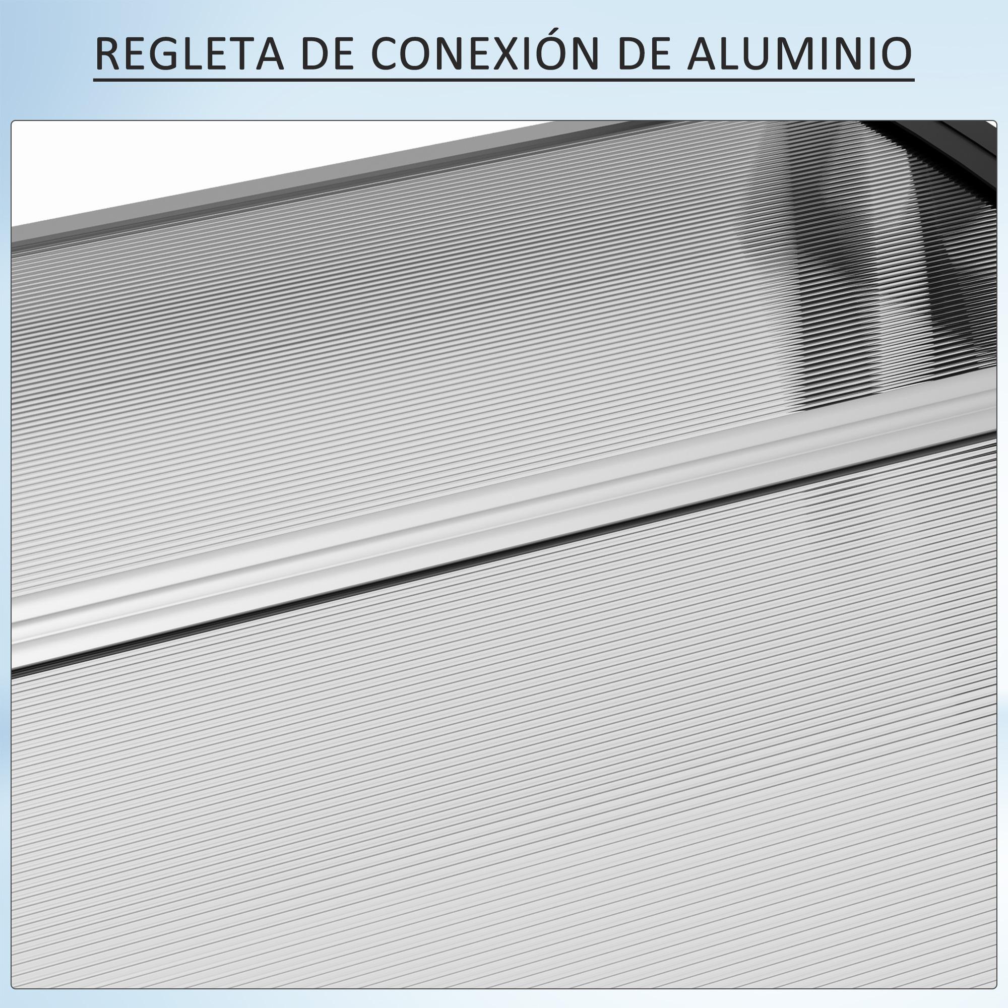 Marquise de Proteção Outsunny Liga de Alumínio, PP e PC Transparente e Preto 75x100x23 cm - 7