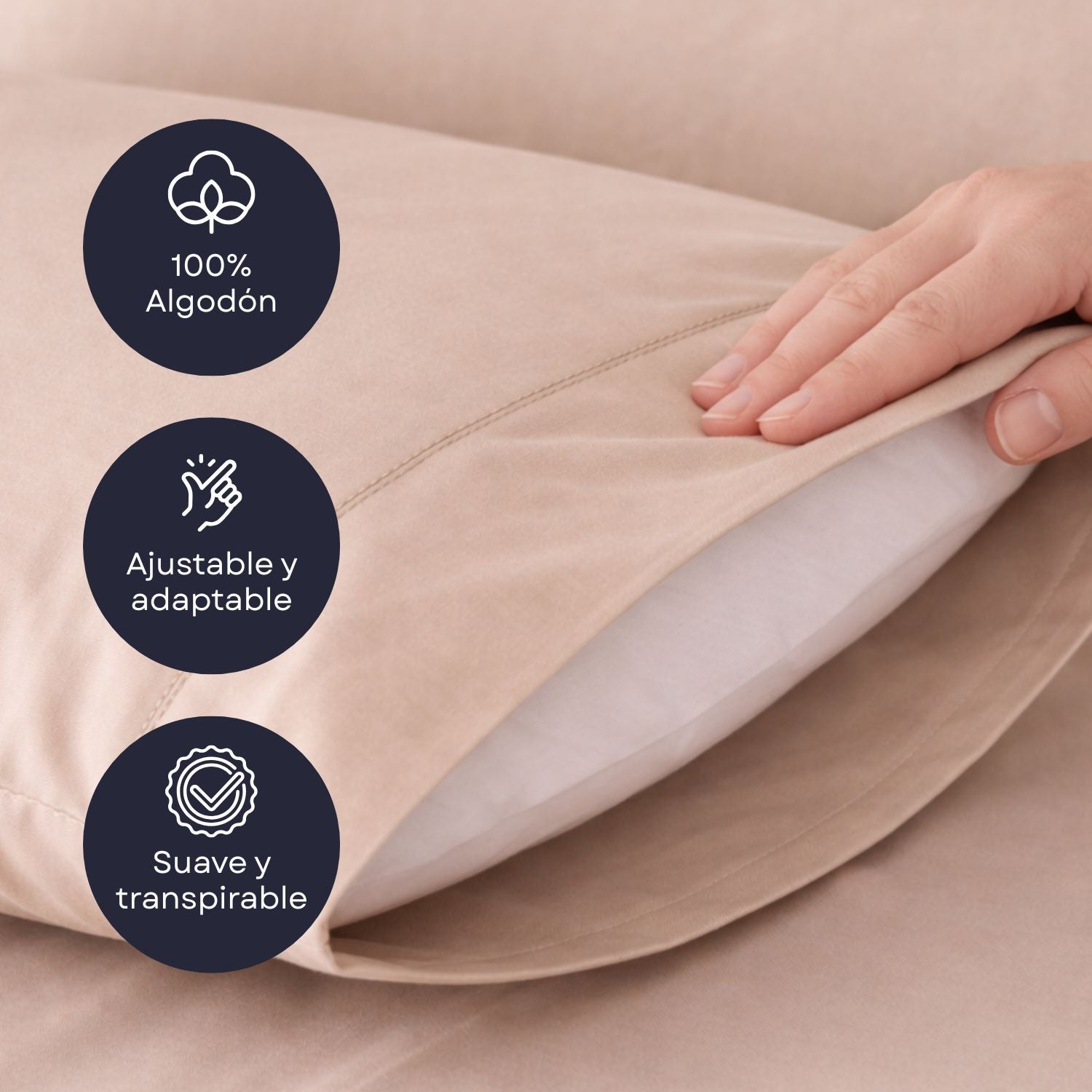 Funda Almohada Beige 150cm - 100% Algodón - Donegal Collections - 6