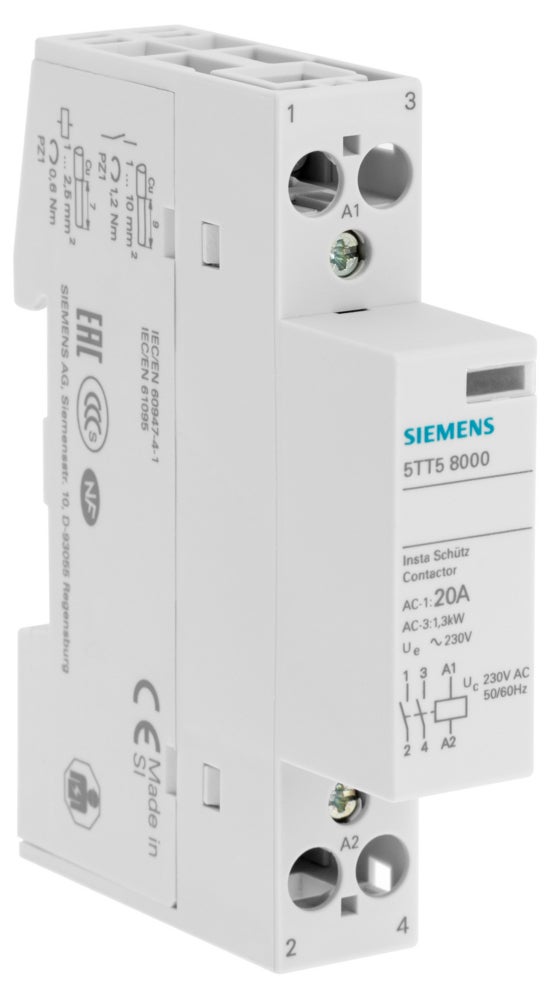 Contacteur de puissance Siemens, 20 A, 400 V AC, 2 NO, pour circuits haute puissance, usage chauffage - 2