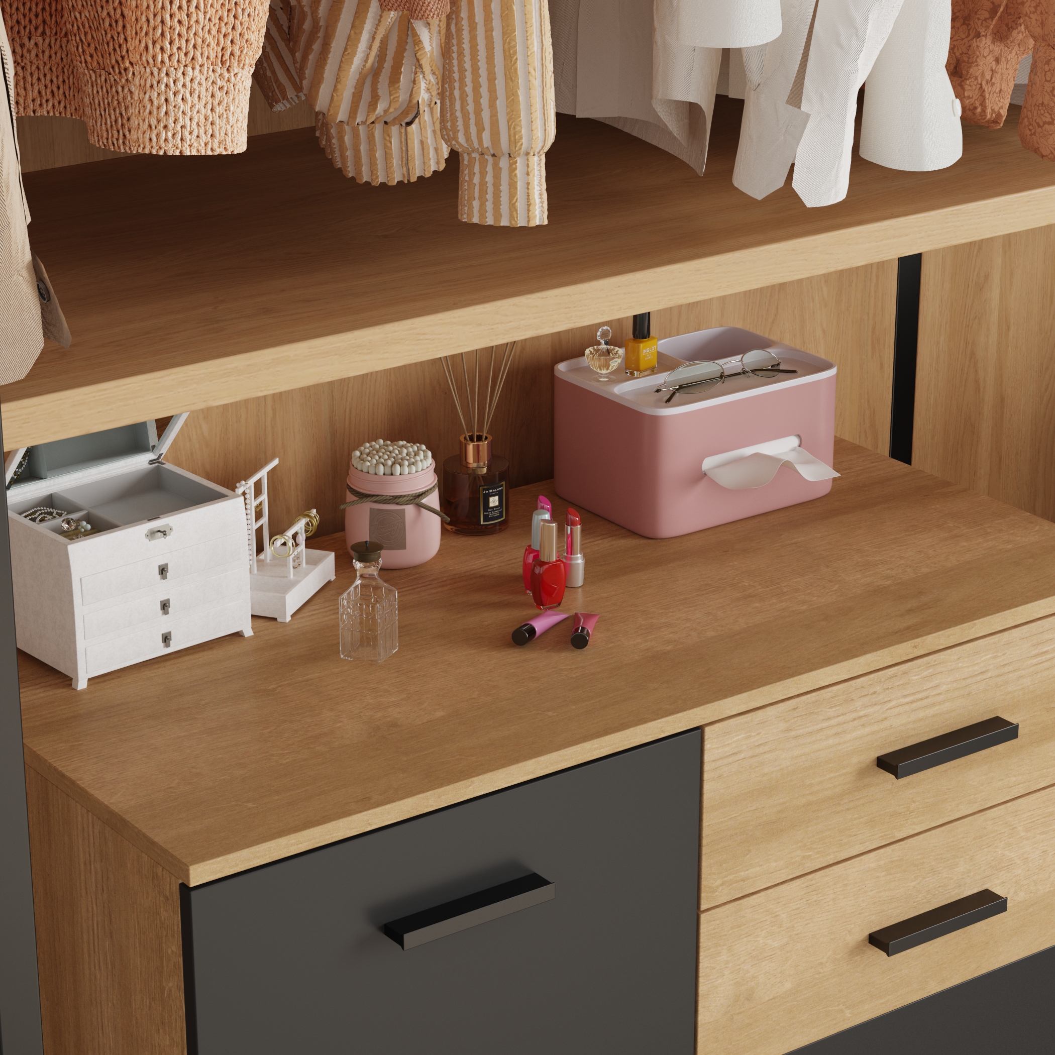 Armoire de rangement basse en Gris foncé&Bois,3 étagères,2 portes,idéale pour chambre salon,dispositif anti-basculement,90x45x85cm - 6