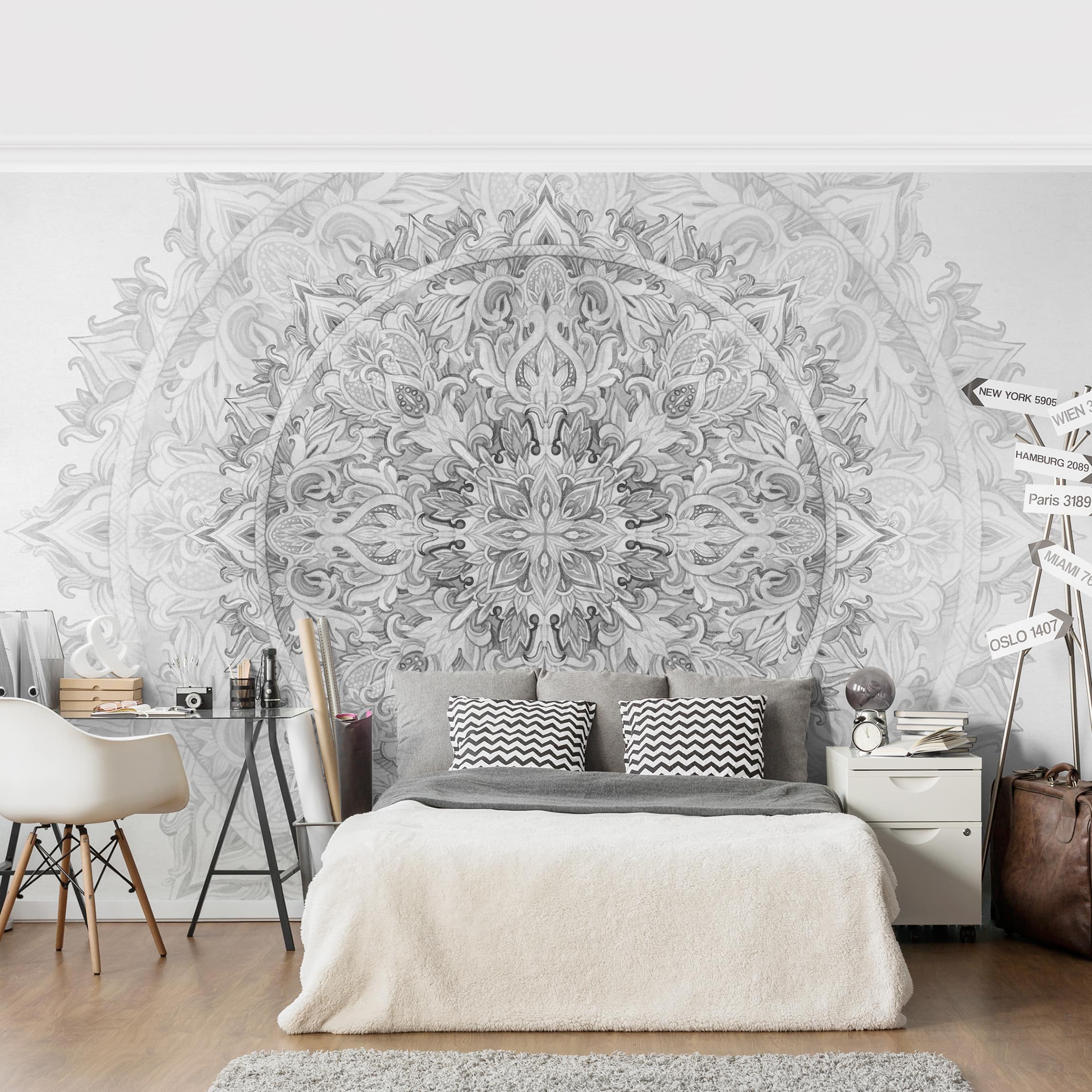 Papel pintado estampado acuarela arte motivos zen mandala 218 - salón dormitorio cocina pasillo - tnt 384 x 255 cm adhesivo