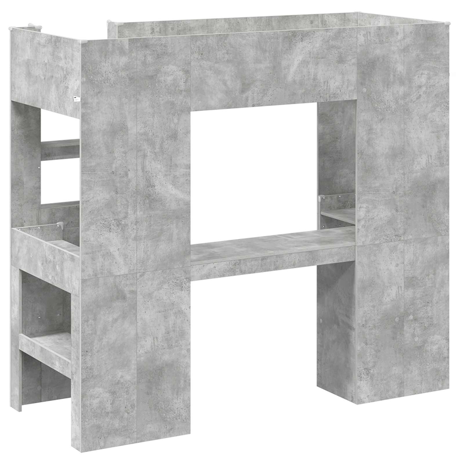 Cadre de lit superposé avec bureau, gris béton, pour la chambre, 75 × 190 cm - 7