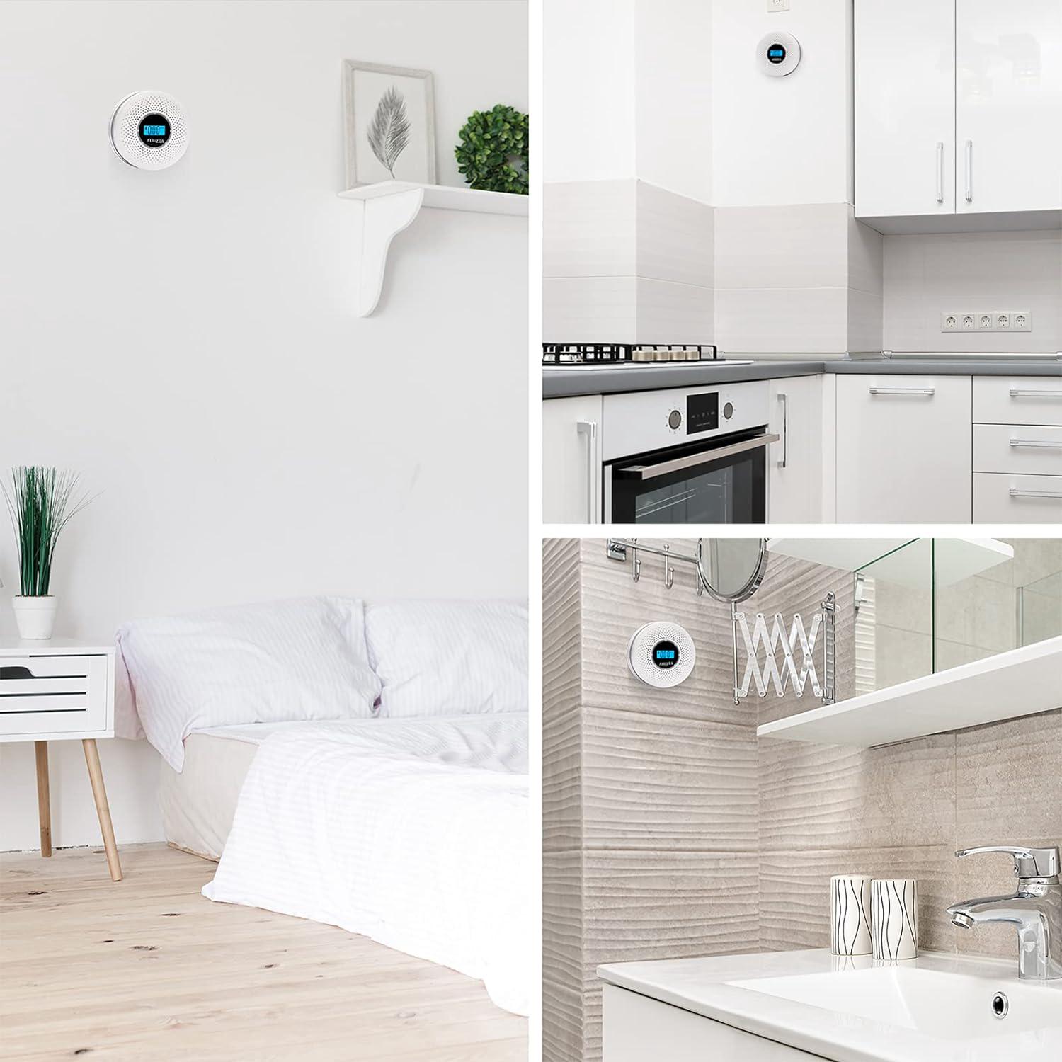 Alarme Maison Monoxyde Carbone Fumee, Affichage Numérique LCD Haute Précision, Détecteur de Fumée et de Monoxyde de Carbone 2 en 1 (Pile Non Incluse) - 4