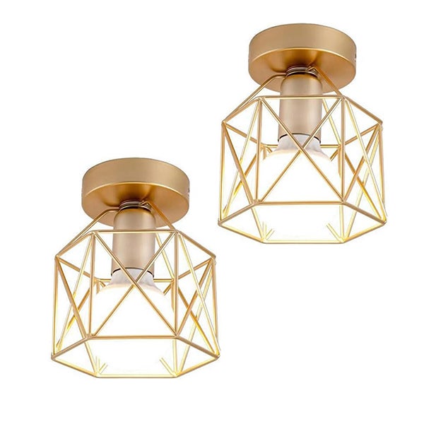 Plafon LED / Lampa Ścienna - Lampa Klatka w Stylu Industrialnym E27 - Pół-wpuszczana - Bez Żarówki - Do Sypialni/Salonu/Kuchni/Kawiarni (2 szt.)