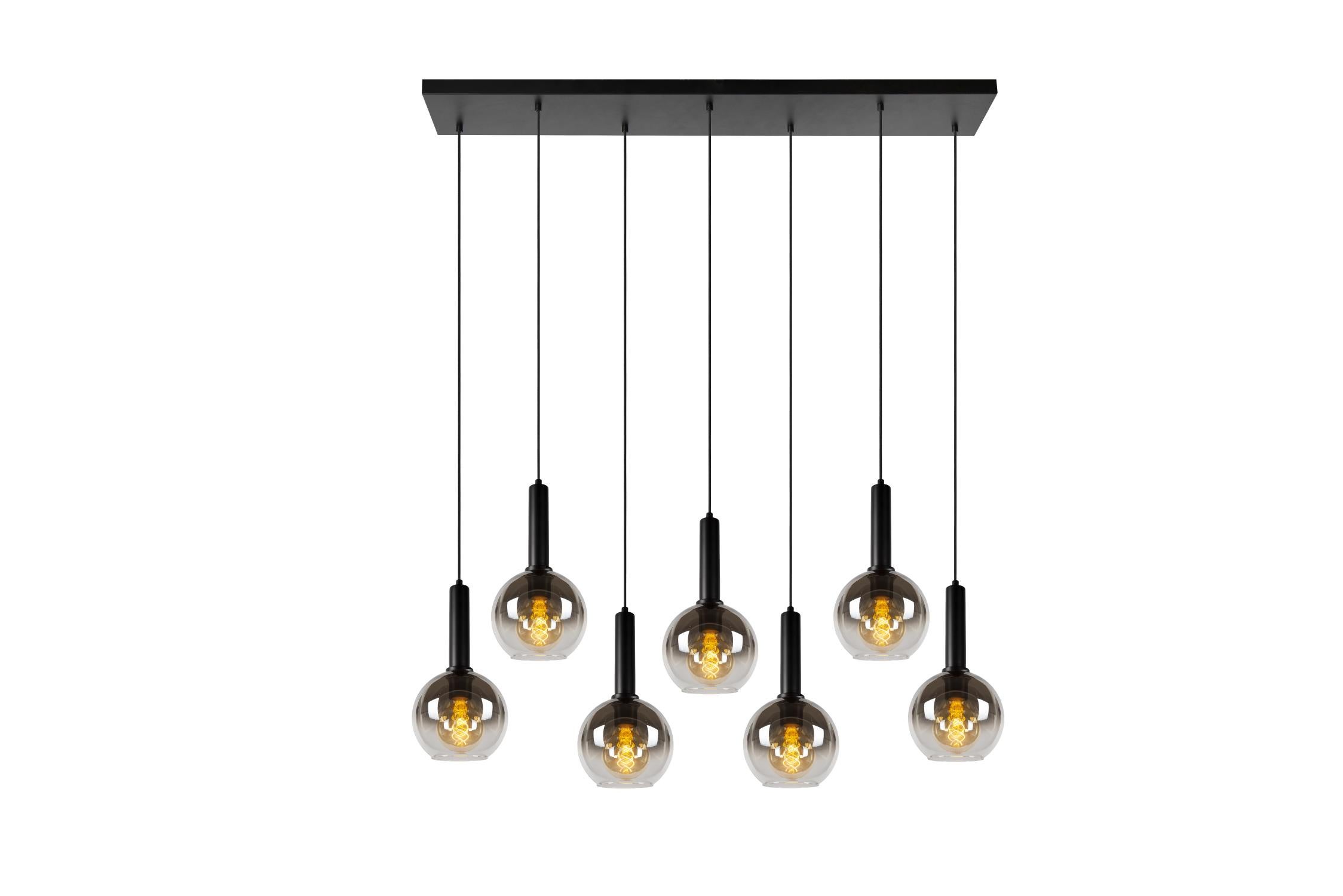 Lampa wisząca MARIUS czarna 7 x E27 x 40W wym:150x130x30cm Lucide