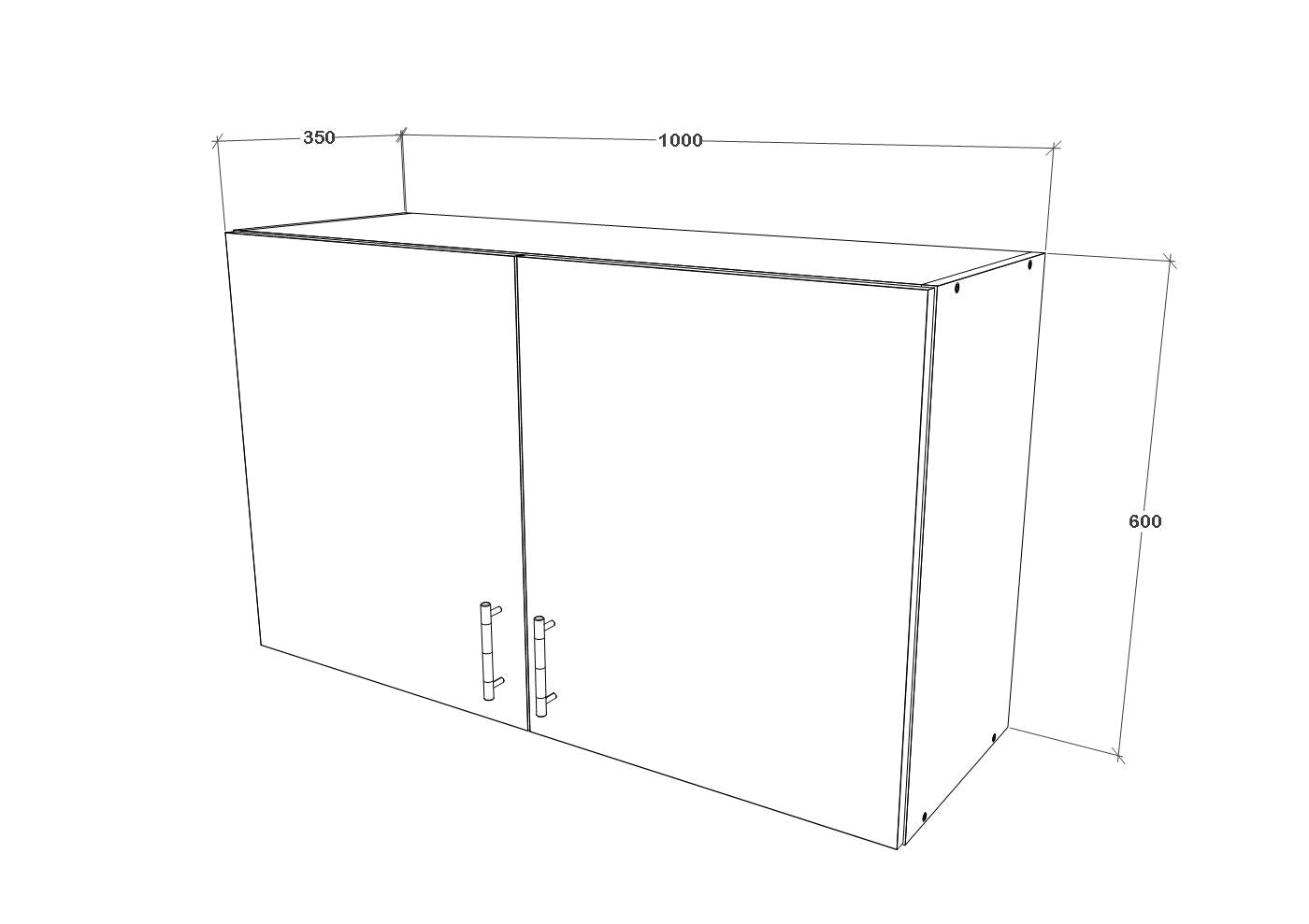Mueble alto haaus Oran, 2 puertas, blanco, 100 x 33 x 60 cm - 3