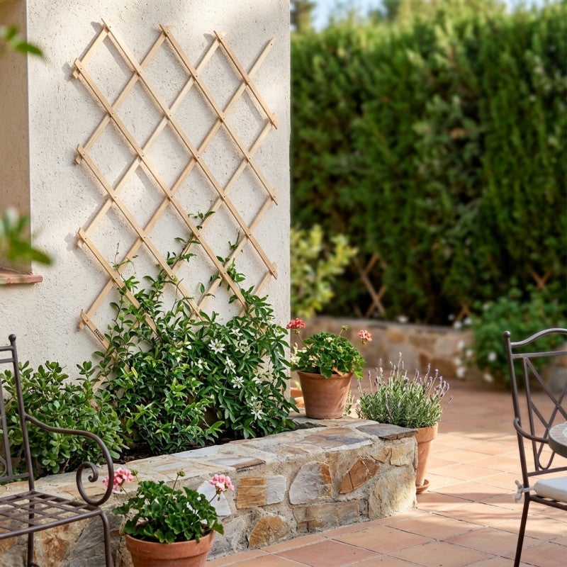 Clôture en Treillis en bois 90 x 180 cm, pour jardin et séparation d'espaces. Haie artificielle extensible - 5