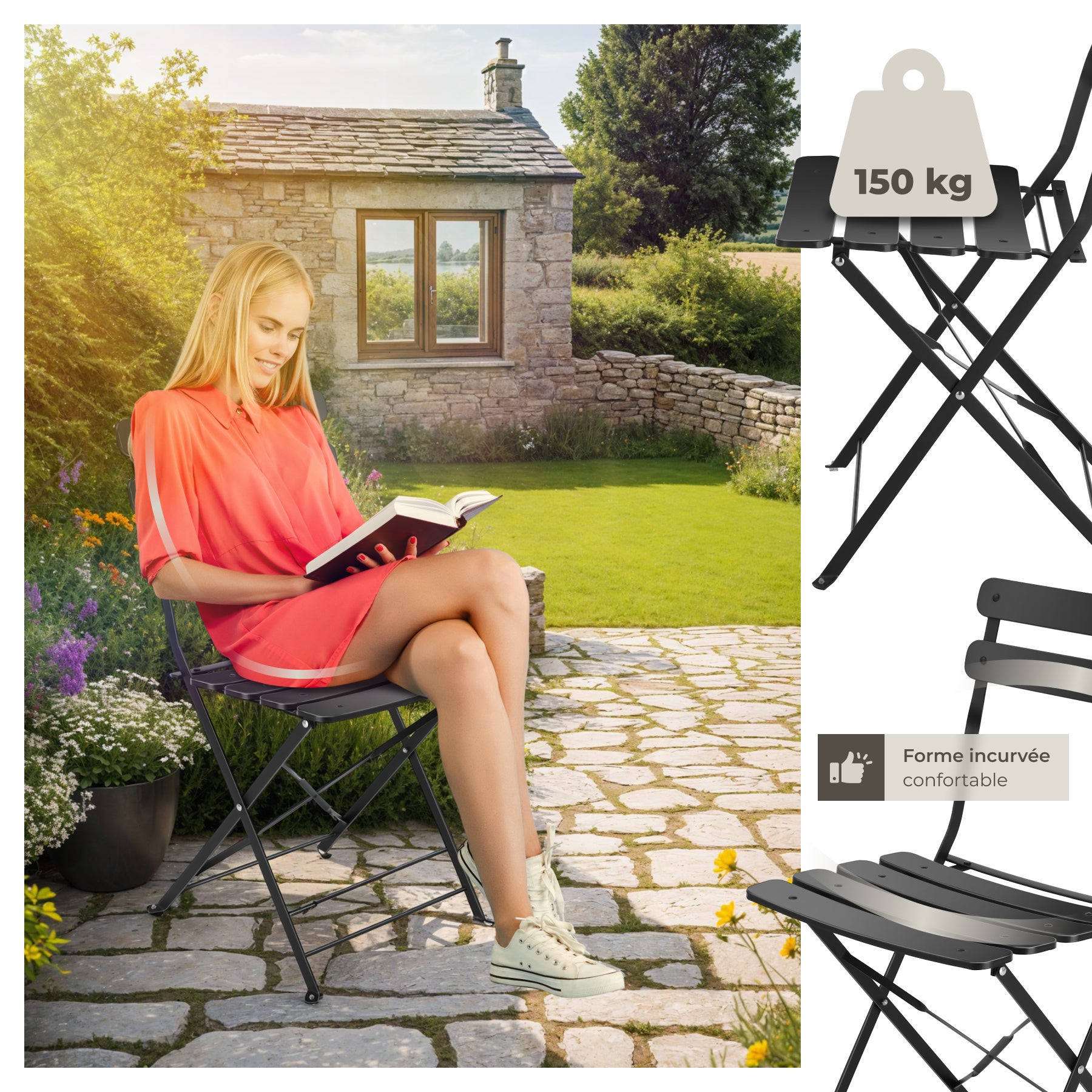 Ensemble table et chaises bistrot Frieda, pliable pour 2 personnes pour 2 personnes TECTAKE - 8