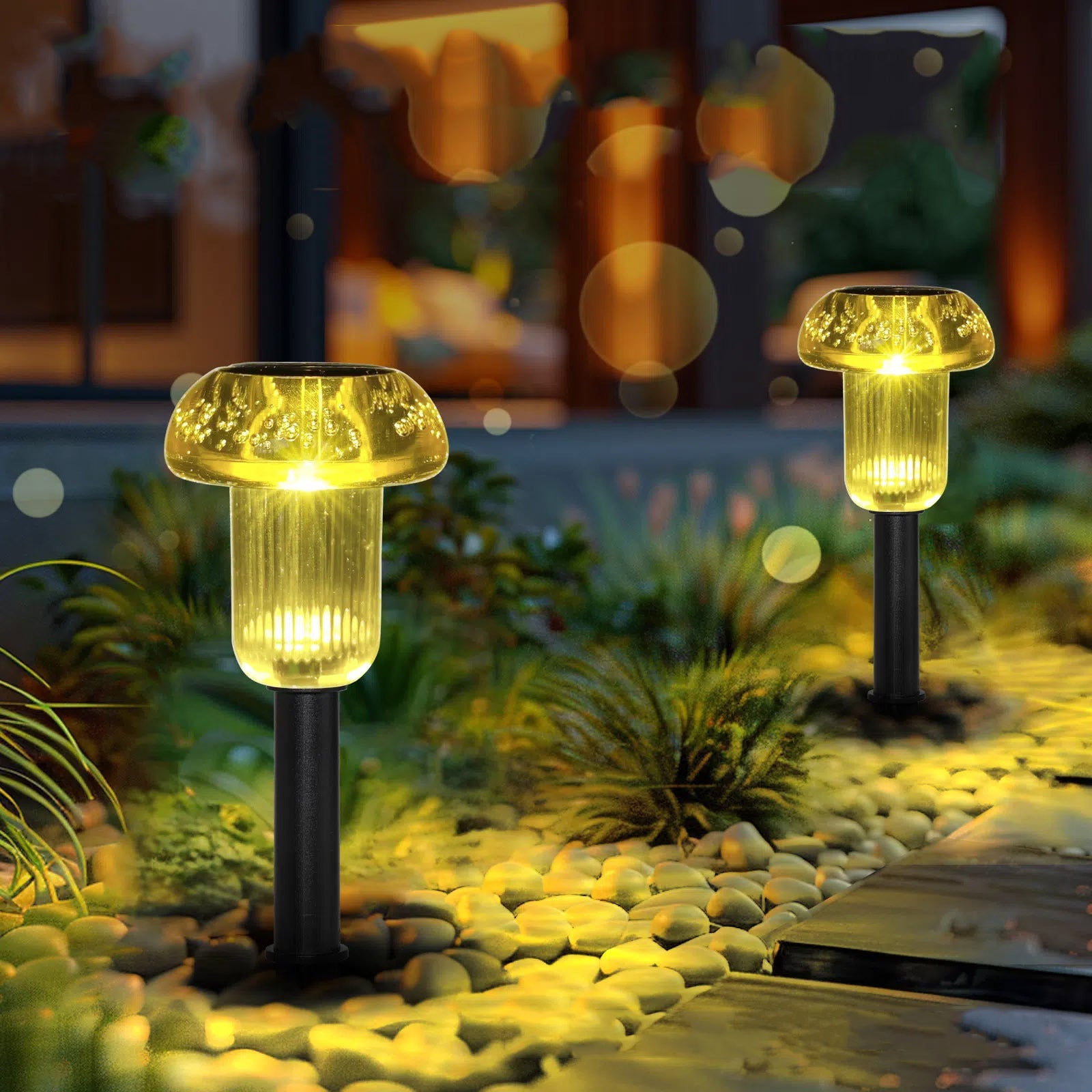 Lampadina solare di ricambio per luci da giardino, diametro 7 cm/8,5 cm, con LED e sensore integrato, pannello solare impermeabile IP65 per lanterne esterne e luce da cortile (S, 2 pezzi