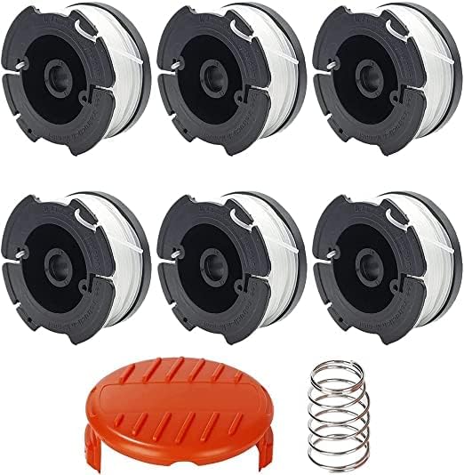 A6481 A6485 Szpule do podkaszarki Black and Decker Zestaw 6 szpul, 1 pokrywka i 1 sprężyna
