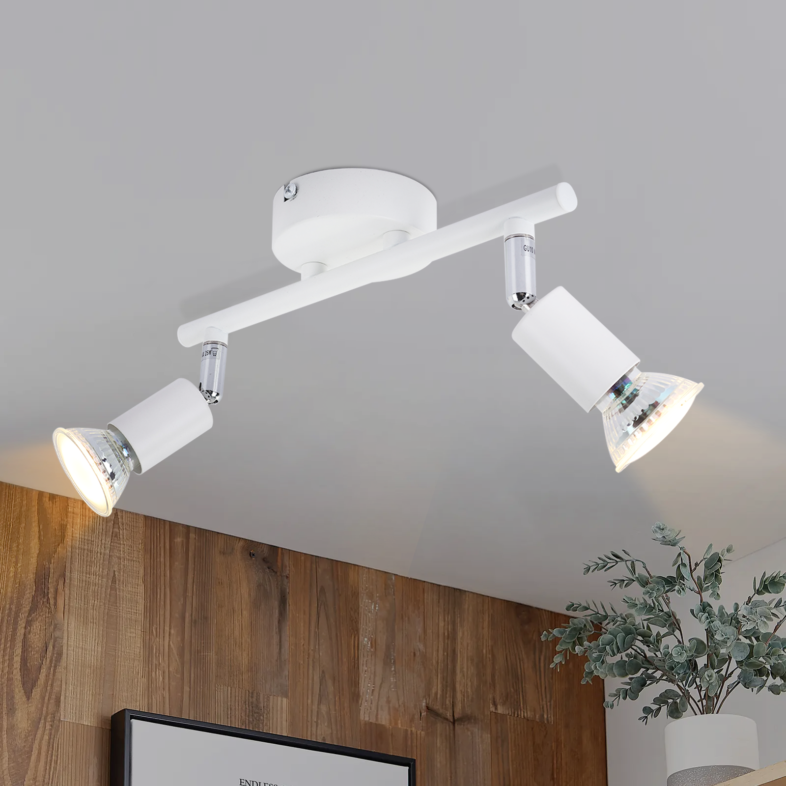 ZMH 330° Regulowany Reflektor Sufitowy Biały Nowoczesny Lampa Sypialniana Wewnętrzna GU10 Salon