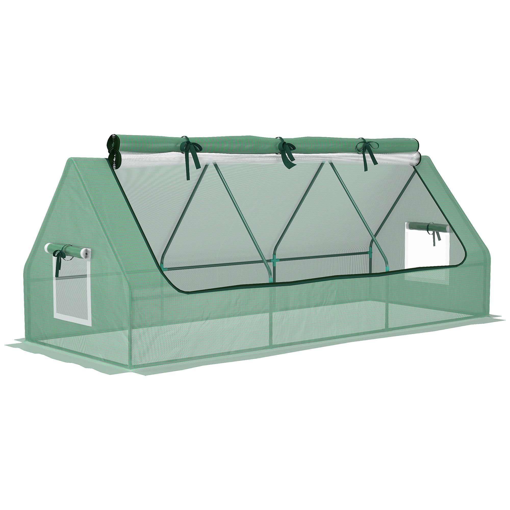 Mini sera, capac rulabile, rezistent la apa și anti-UV, verde, oțel, 240 x 90 cm, balcon terasa grădină