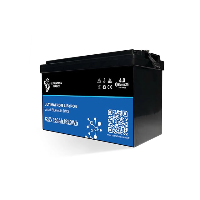 Batteria al litio Ultimatron 12,8 V 150 Ah PRO 1920 Wh LiFePO4 Smart BMS con Bluetooth