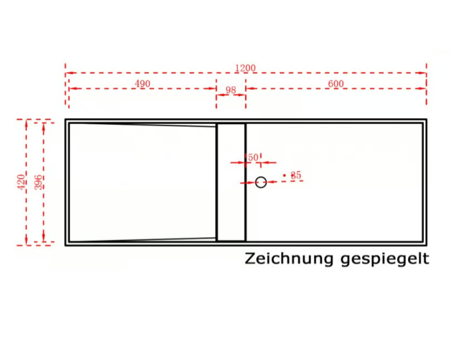 Bernstein Umywalka nablatowa / ścienna TWG06 odlew mineralny – biały mat - 4